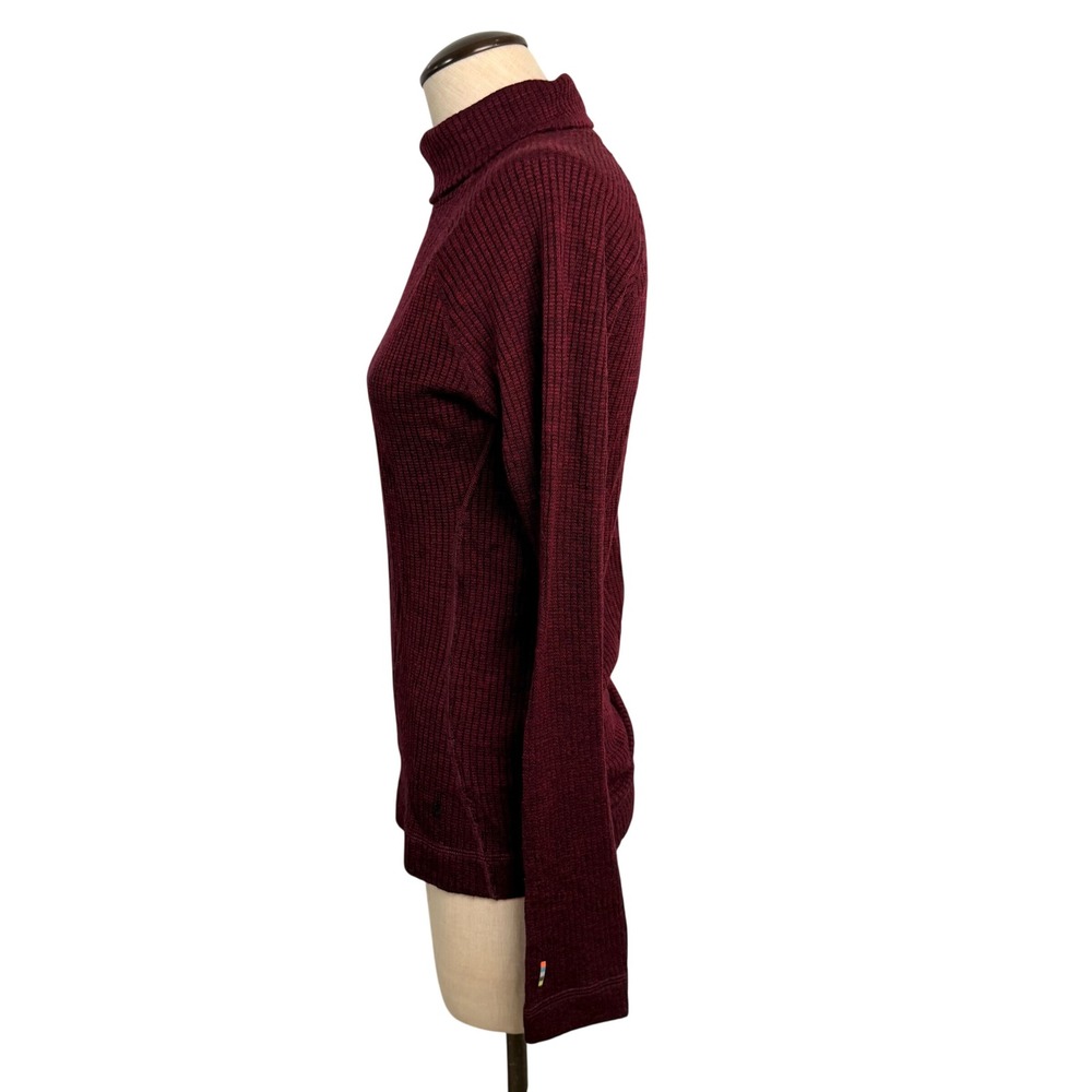 Smartwool Merino 250 Base Layer Turtleneck Top Burgundy Womens Large 100% Wool - Picture 5 of 11